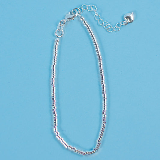 Pulsera mostacillas plata