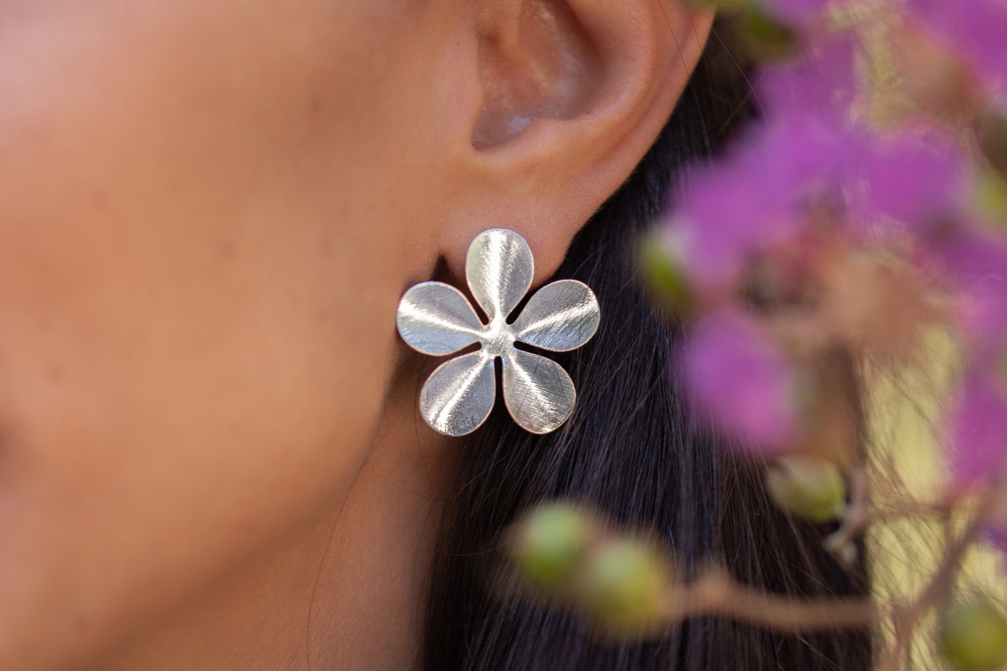 Aros flor silver